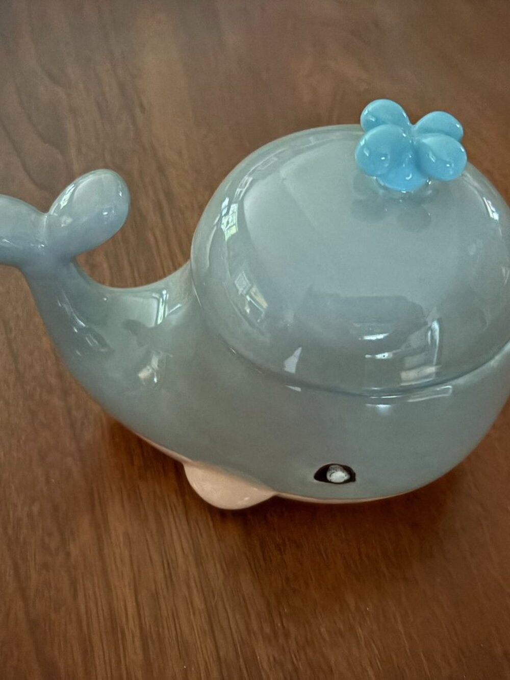 Ceramic gray whale trinket box, planter, storage container